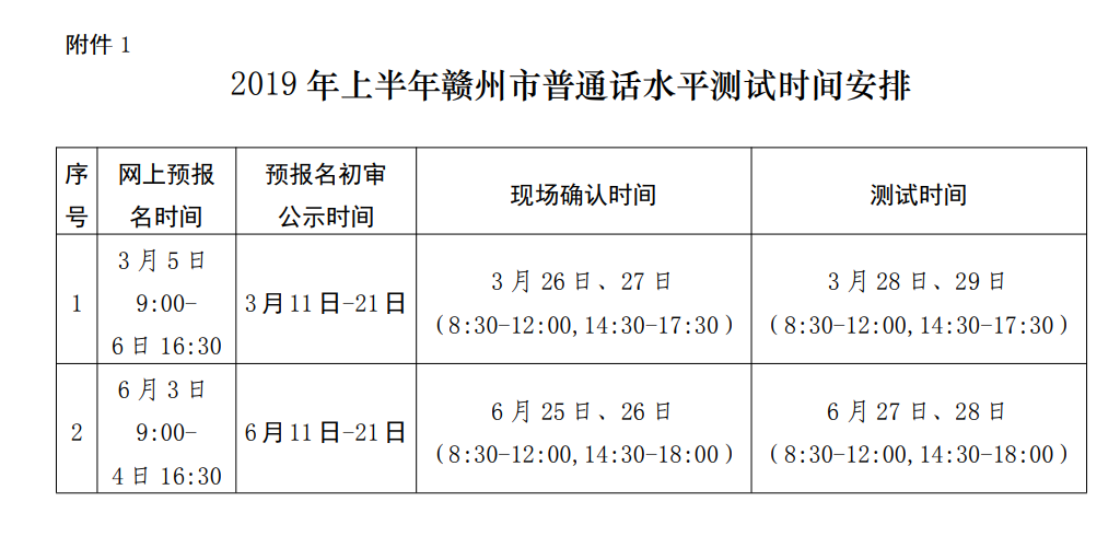 2019上半年江西贛州普通話報(bào)名時(shí)間