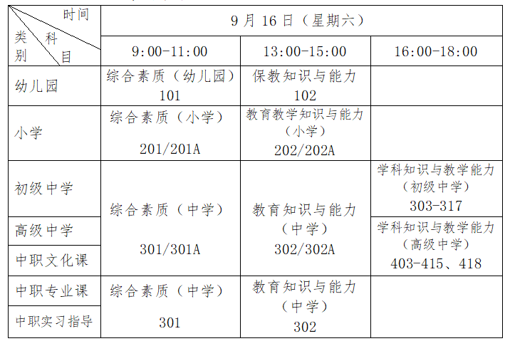 江西小學(xué)教師資格證考試時(shí)間