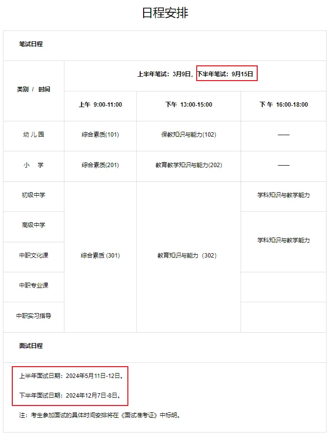 2024下半年江西省教資考試時(shí)間安排